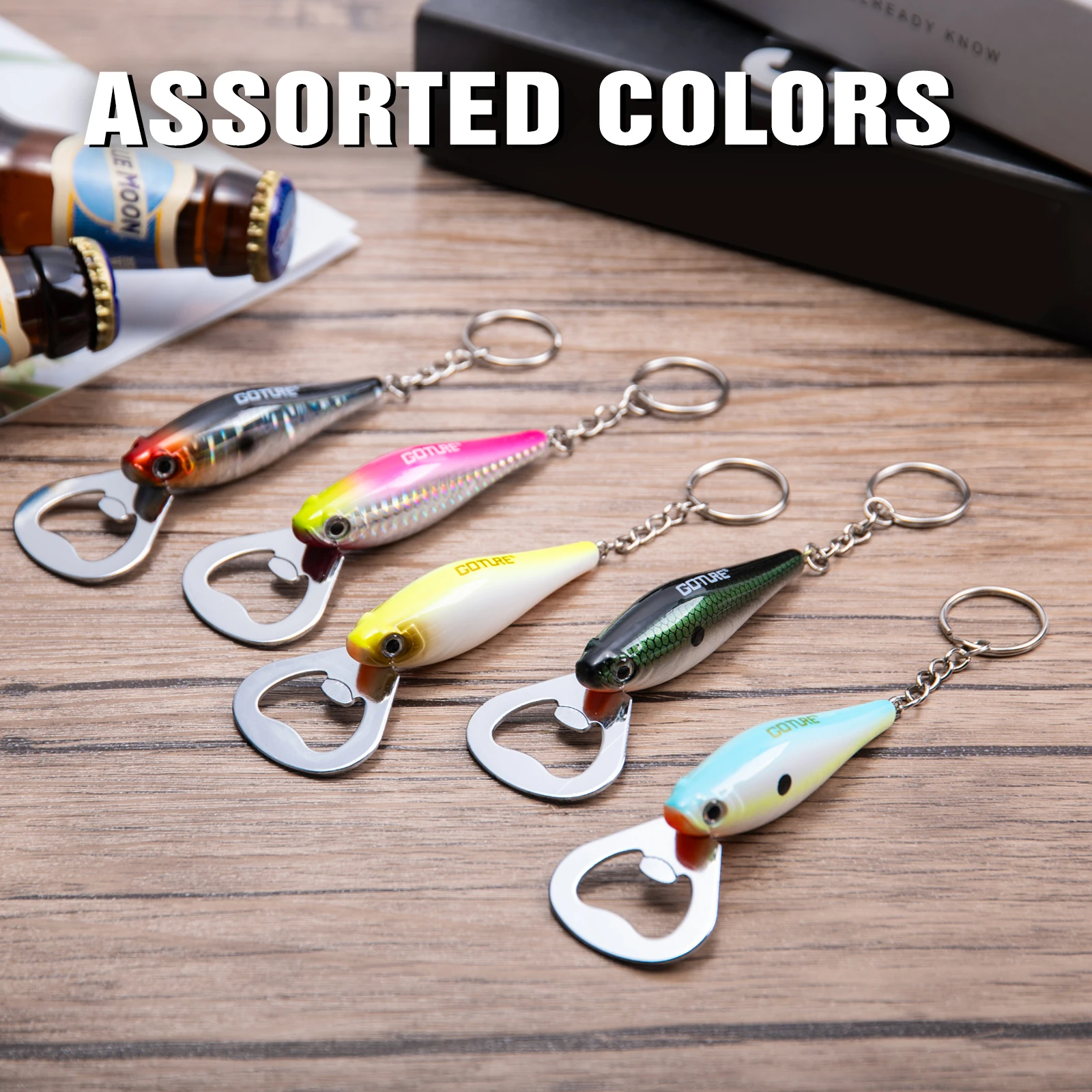 Quirky Kitchen Gadgets - Goture 낚시 루어 병따개, 탄소강 물고기