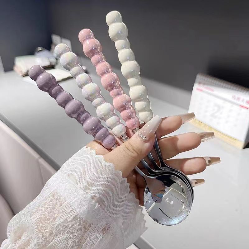 Quirky Kitchen Gadgets - 진주 손잡이 숟가락 스테인리스 스틸 교반