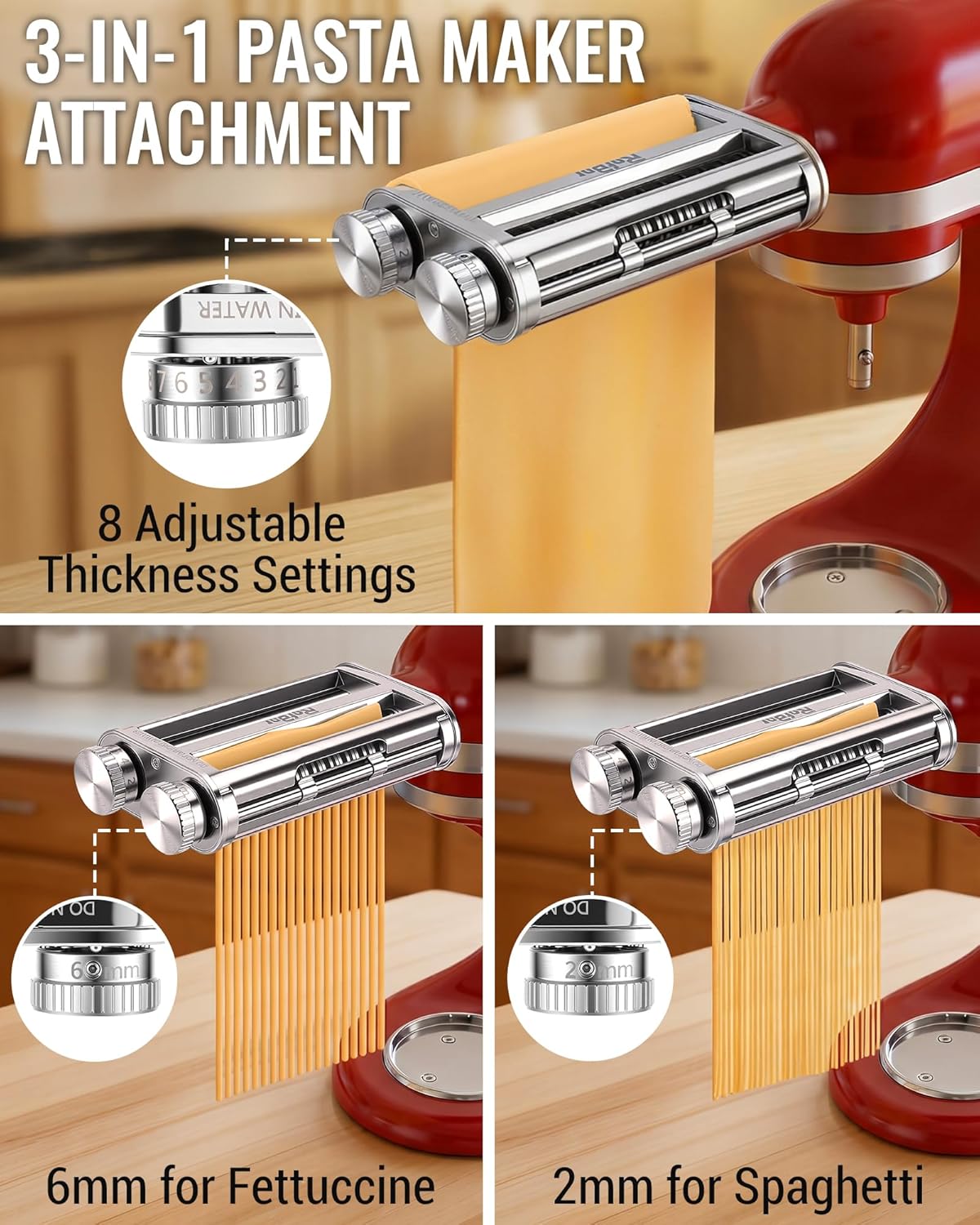 키친에이드 믹서 3-in-1 파스타 롤러 커터 부착물, - Kitchen Gadgets Machine 리뷰 및 가격